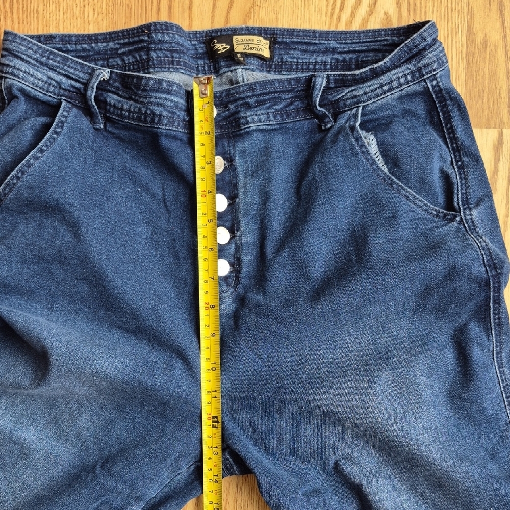 Suzanne Betro Indigo Flare Jeans with Tie-Dye Hem - Picture 6 of 7